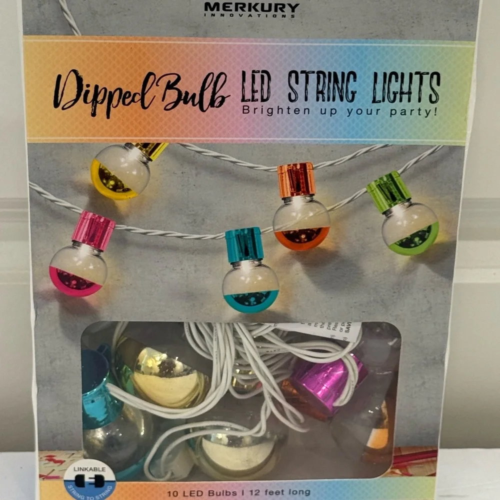 NEW MERKURY Innovations Multicolor Dipped Bulb LED String Lights